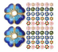 MAGICLULU 100pcs Colorful Enamel Flower Bead Caps - 7mm Cloisonne Filigree Spacers For Diy Jewelry Making - Floral End Charms For Necklace Bracelet & Earring Beading