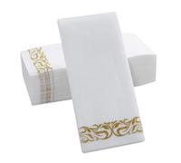 MAGICLULU 100pcs Dinner Napkins Wedding Napkins Thick Paper Guest Towels Luxurious Golden Print Save Cleaning Time for Restaurant Banquet Party