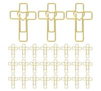 MAGICLULU 100pcs Gold Heart and Cross Shaped Metal Paper Clips for Bible Study, Church Documents, and Office Filing - Religious Bookmark Fasteners for Journaling and Planning