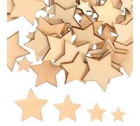 MAGICLULU 100Pcs Small Unfinished Wood Stars Mixed Size Blank Wooden Stars Wood Star Slices for Crafts Scrapbooking Embellishments DIY Centerpieces Ornaments(1.5-3.5CM)