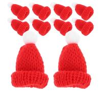 MAGICLULU 10pc Mini Christmas Knitting Hats Wine Bottle Hat Santa Claus Cap Knitted Finger Hat for Xmas DIY Craft Red