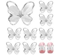 MAGICLULU 10pcs 3d Nail Art Charm Butterflies Shaped Nail Decor with Silver Rhinestone Crystal Alloy Metal, Stylish Replaceable Manicure Accessories Adding Sparkle and Glamour