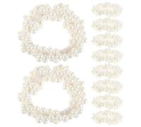 MAGICLULU 10pcs Beaded Hair Ties: Stretchy Elastic Scrunchie Bands - Faux Pearl Ponytail Holders Bracelet - Cute Girls Hair Accessories for School Parties