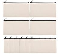 MAGICLULU 10pcs Canvas Zipper Makeup Bags with Tassel DIY Kit, Easy to Open and Close Blank Sublimation Pouches for Travel and DIY Crafts, Beige Heat Transfer Cosmetic Pouches
