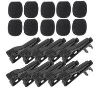 MAGICLULU 10pcs Iron Lapel Tie Microphone Clips with Black Foam Covers, Mini Lavalier Mic Clip Set for Studio Recording, Dj Karaoke, Interview and Outdoor Use
