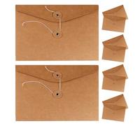 MAGICLULU 10pcs Kraft Paper File Envelopes for Organizing and Protecting Documents, Thick 350g Retro Paper Bags with String Closure, for Home Office and Workspace Filing