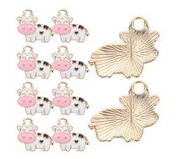MAGICLULU 10Pcs Miniature Cow Pendants Alloy Charms for Jewelry Making, Tiny Western Cow Figurines for Bracelets and Necklaces, White Animal Bead Accessories for Crafting