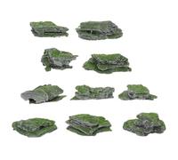 MAGICLULU 10pcs Miniature Model Rocks, Lightweight Fake Stones, Artificial Pebbles for Diy Diorama Building, Railroad Scenery, Fairy Garden, Craft Micro Landscape Decor for Home Office,fake Moss