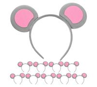 MAGICLULU 10pcs Plush Gray Mouse Ears Headband Fun Animal Hair Accessories for Halloween Christmas Themed Parties for Cosplay Events and Group Celebrations