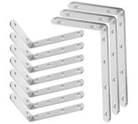 MAGICLULU 10pcs Stainless Steel L-Shaped Shelf Brackets Heavy Duty 90 Degree Angle Brackets with Mounting Screws for Furniture Making and Wardrobes Reinforcing Supports