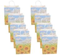 MAGICLULU 10pcs Sunflower Paper Shopping Bags Kraft Paper Reusable with Handles Elegant Simple Design for Festival and Party Favor Holding