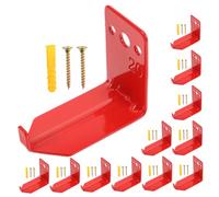 MAGICLULU 12 Sets Heavy Duty Metal Fire Extinguisher Wall Mount Brackets with Smooth Edges Bright Red Finish for Up to Dry Chemical and Water Extinguishers Suitable for Offices Schools
