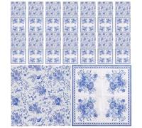 MAGICLULU 120pcs Blue and White Floral Disposable Napkins Paper with Elegant Chinoiserie Design Highly Absorbent Vintage Flair for Festive Gatherings and Multiple Settings