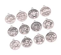 MAGICLULU 12Pcs Alloy Zodiac Constellation Pendant Charm Set for DIY Jewelry Making, Retro Bronze Star Sign Charms for Necklace Earrings Crafting Accessories