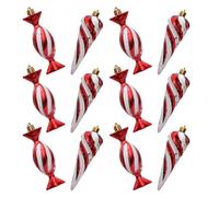 MAGICLULU 12pcs Peppermint Candy Ornaments Set Glitter Hanging Decorations for Xmas Tree Plastic Christmas Tree Pendants for Holiday Home Decor and Year Celebrations
