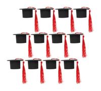 MAGICLULU 12pcs Red Mini Graduation Caps Cake Decoration Toppers for Graduation Week Party Lightweight Paper that Will Not Damage or Affect the Appearance the Cake