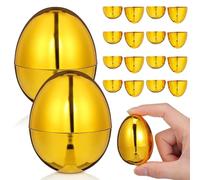 MAGICLULU 12pcs Shiny Metallic Golden Easter Eggs, Fillable Plastic Surprise Gold Egg for Hunt Basket Stuffers, Classroom Prizes Easter Party Decor, 2.36x1.69in