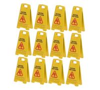 MAGICLULU 12pcs Slide The Warning Sign Carefully Doll House Tiny Wet Floor Sign Wet Floor Dollhouse Warning for Dollhouse Caution Folding Plastic