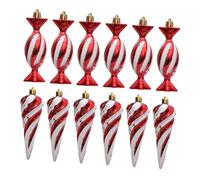 MAGICLULU 12pcs Winter Holiday Candy Ornaments Plastic Peppermint Candy Pendants for Christmas Tree Decorations for Year Party Supplies