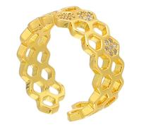 MAGICLULU 14k Gold Ring Couple Promise Ring Elegant Electroplated 14k Gold Hard to Drop Easy to Take for Engagement and Festivals Stylish Open Band