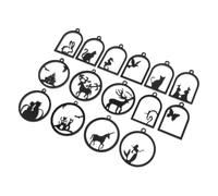 MAGICLULU 15pcs Animal Open Charms Acrylic Frame Pendant | Black Acrylic, Lightweight Smooth Surface, Castle Mermaid Cat Rabbit Unicorn Elk Shapes Random Style