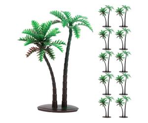 MAGICLULU 15pcs Artificial Miniature Coconut Trees Plastic Palm Tree Decoration for Cake Decoration and Wild Forest Party Lifelike Non-edible Green Palm Decor