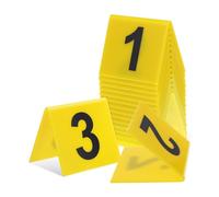 MAGICLULU 15pcs Double Sided Table Tent Numbers Yellow Base Black Text Reusable Restaurant Banquet Wedding Markers and Easy to Clean for Event Table Identification