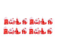 MAGICLULU 16 Pcs Table Adornment Mini Christmas Houses Cottage Figurine Desktop Decor Ceramic Christmas Houses Miniature Christmas Houses Mini Resin House Xmas Village Red Christmas Tree Set
