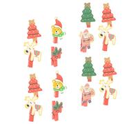 MAGICLULU 18Pcs Cartoon Wooden Christmas Message Clips Decorative Snowman Photo Clamps for Xmas Tree Ornaments Party and Home Festive Embellishments Bright Color DIY Holiday Decor
