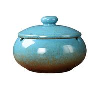 MAGICLULU 1pc Ceramic Ashtray with Lid Vintage Style Home Office Decor for Household Hotel Use Elegant Desktop Accessory Blue