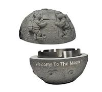 MAGICLULU 1Pc Creative Moon Shape Ashtray Sturdy Cement Ash Container with Sealed Lid Practical Room Decoration Convenient Grooves for Stable Placement Random Color Design Random Color