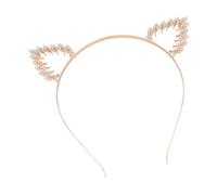 MAGICLULU 1pc Rhinestone Hollow Cat Ear Headband for Women Gold Leaf Design Hair Clasp Stylish Costume Party Accessory for Masquerade and Holiday Proms