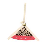 MAGICLULU 1Pc Wooden Bee House Insect Shelter for Outdoor Garden Easy to Hang Pollinator Habitat with Wrought Hooks Addition for Bee Breeding and Plant Pollination