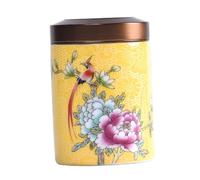 MAGICLULU 1pc Yellow Enamel Tea Canister Sealed Tea Storage Pot for Loose Scented Candies Design Fine Polishing for Home Shop Use