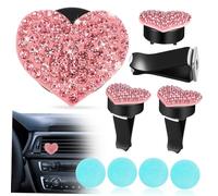 MAGICLULU 1set Bling Car Air Freshener Vent Clips Heart Shaped Aromatherapy Clips for Car Decor Multi Functional Air Diffuser Accessories and More 4pcs