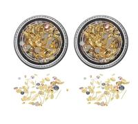 MAGICLULU 2 Boxes Metal Leaf Nail Art Accessories Flatback Rhinestones Manicure Decor for Women DIY Nail Adornment and Personal Use