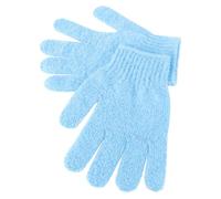 MAGICLULU 2 Pair Blue Bath Gloves Exfoliating Five Finger Body Scrub Mitts for Men Women Stretchy Shower Sauna Scrubber for Dead Skin Removal and Deep Cleansing