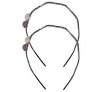 MAGICLULU 2 Pcs Color-block Zig Double Ball Headbands for Women, Decorative Hair Accessories with Teeth Grip, Cute Black and Burgundy Hairbands for Daily Wear and Sports