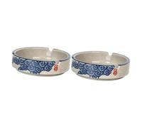 MAGICLULU 2 pcs Creative Blue Ceramic Ashtray with Underglaze Glaze Reusable Decorative Porcelain Storage for Living Room and Garden Eco Friendly Hand Painted Housewarming Gift