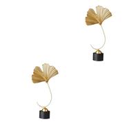 MAGICLULU 2 pcs Elegant Ginkgo Leaf Decor with Natural Base Creative Adornment for Home Office and Study Beautiful Craft Ornament Golden Black