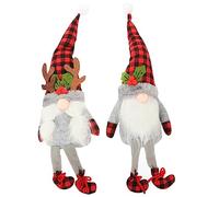 MAGICLULU 2 Pcs Faceless Rudolph Xmas Doll Ornament Red Black Plaid Hats Holiday Home Decor Plush Adornments Festive Family and Friends