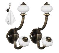 MAGICLULU 2 Pcs Retro Style Clothes Hooks Antique Hat Hooks 5.11x3.93x1.57inch Zinc Alloy Vintage Wall Hat Holder Rust Resistant Strong Bearing Capacity for Kitchen Bathroom