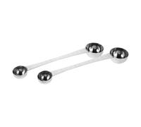 MAGICLULU 2 Pcs Stainless Steel Coffee Scoops with Long Handle and Double Ended Design Engraved Scale Lines for Precise Measuring Sturdy Silver Coffee Measuring Spoons Milk Powder and Hot