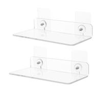MAGICLULU 2 Pcs Wall Mounted Acrylic Storage Racks No Drilling Bathroom Shelves 200x100mm L-shaped Organizer Holder for Kitchen and Shower Sundries Storage