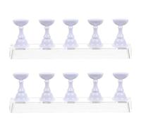 MAGICLULU 2 Sets Acrylic Nail Practice Display Stand with Magnetic Nail Tip Holder, 10pcs Manicure Art Practice Rack for Salon and Home Use