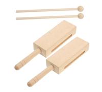 MAGICLULU 2 Sets Wooden Percussion Instruments for Adults, Rhythm Sticks with Handle, Natural Wood Block Musical Instruments for Music Education and Practice