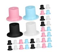 MAGICLULU 200pcs Mini Plastic Bowler Hats for Crafts Reusable Mini Clown Top Hats in Black White Pink Blue Festive Doll Accessories and Holiday Party Decorations
