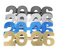 MAGICLULU 2026 Happy New Year's Eve Eyeglasses, Plastic New Year Glasses, Funny Number Eyewear Class of 2026 Graduation for Party Photo Props Supplies(4 Pieces)