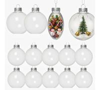 MAGICLULU 20pcs Fillable Round Flat Clear Christmas Baubles Transparent Ball Xmas Tree Hanging Balls Decoration 6 x 6 x 4cm
