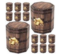 MAGICLULU 20pcs Hexagonal Foldable Paper Candy Favor Boxes in Coffee Colour, Vintage Treasure Barrel Shape, Portable Party Candy Treat Boxes for Halloween Game Party Supplies